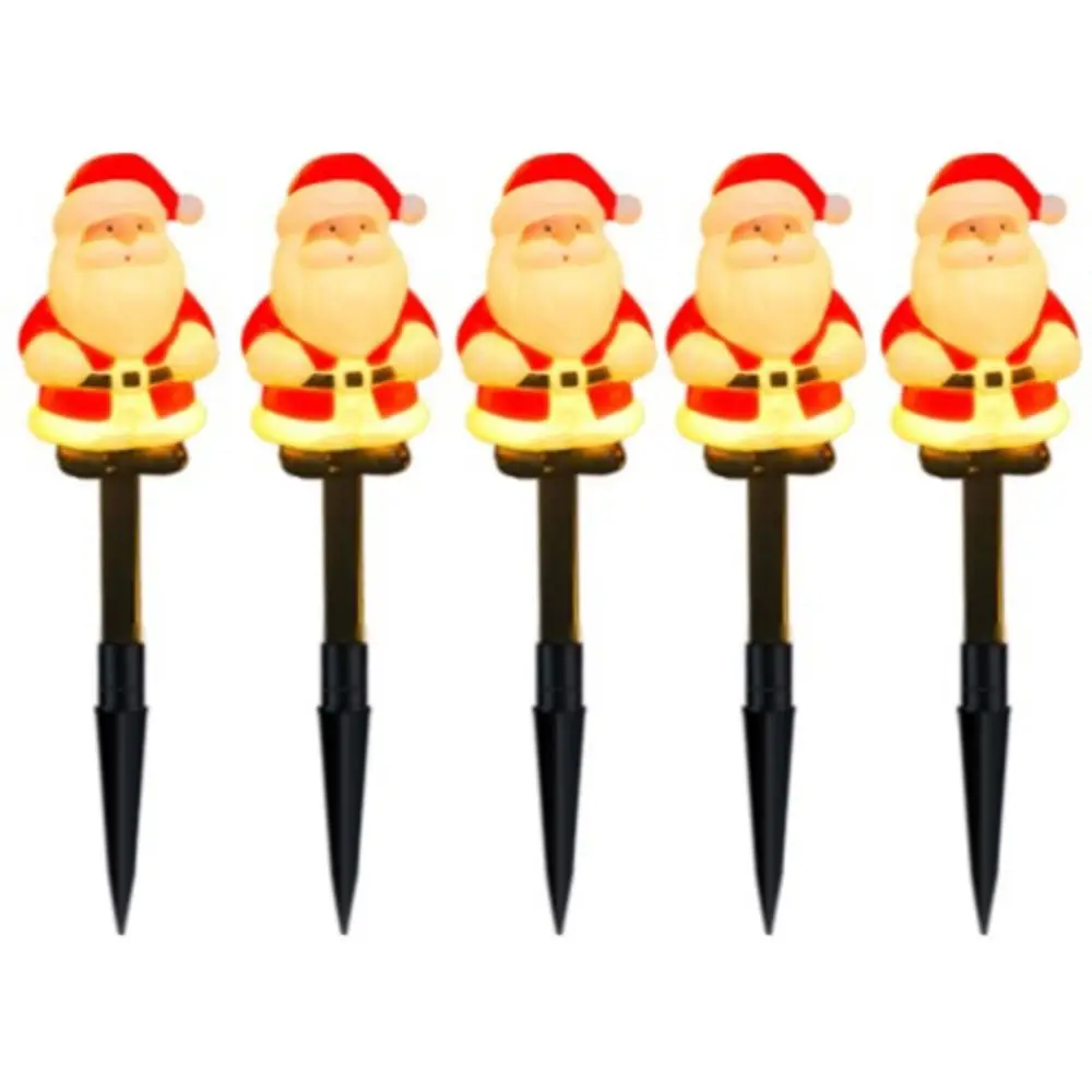 5 قطعة/المجموعة عيد الميلاد سانتا كلوز حديقة حصة أضواء تعمل بالطاقة الشمسية الديكور الزنجبيل رجل مسار أضواء أضواء الأرض
