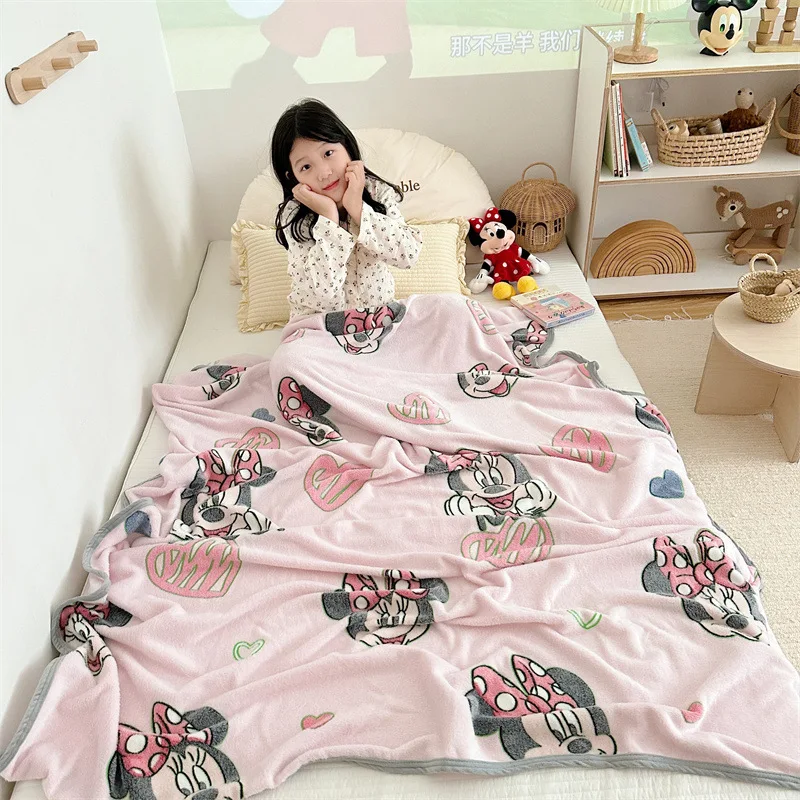 Disney Kids Cartoon Mickey Mouse Snowflake Fleece Blanket Thick Milk Coral Fleece Office Casual Blanket Single Lunch Break Blank