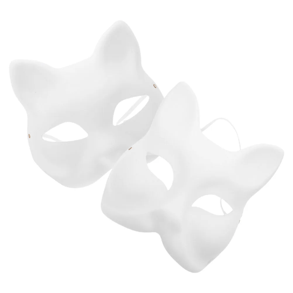 

2Pcs DIY Blank Cat Fox Masks Unpainted Paper Masks for Halloween Cosplay Masquerade Party Painting Craft DIY Blank Mask
