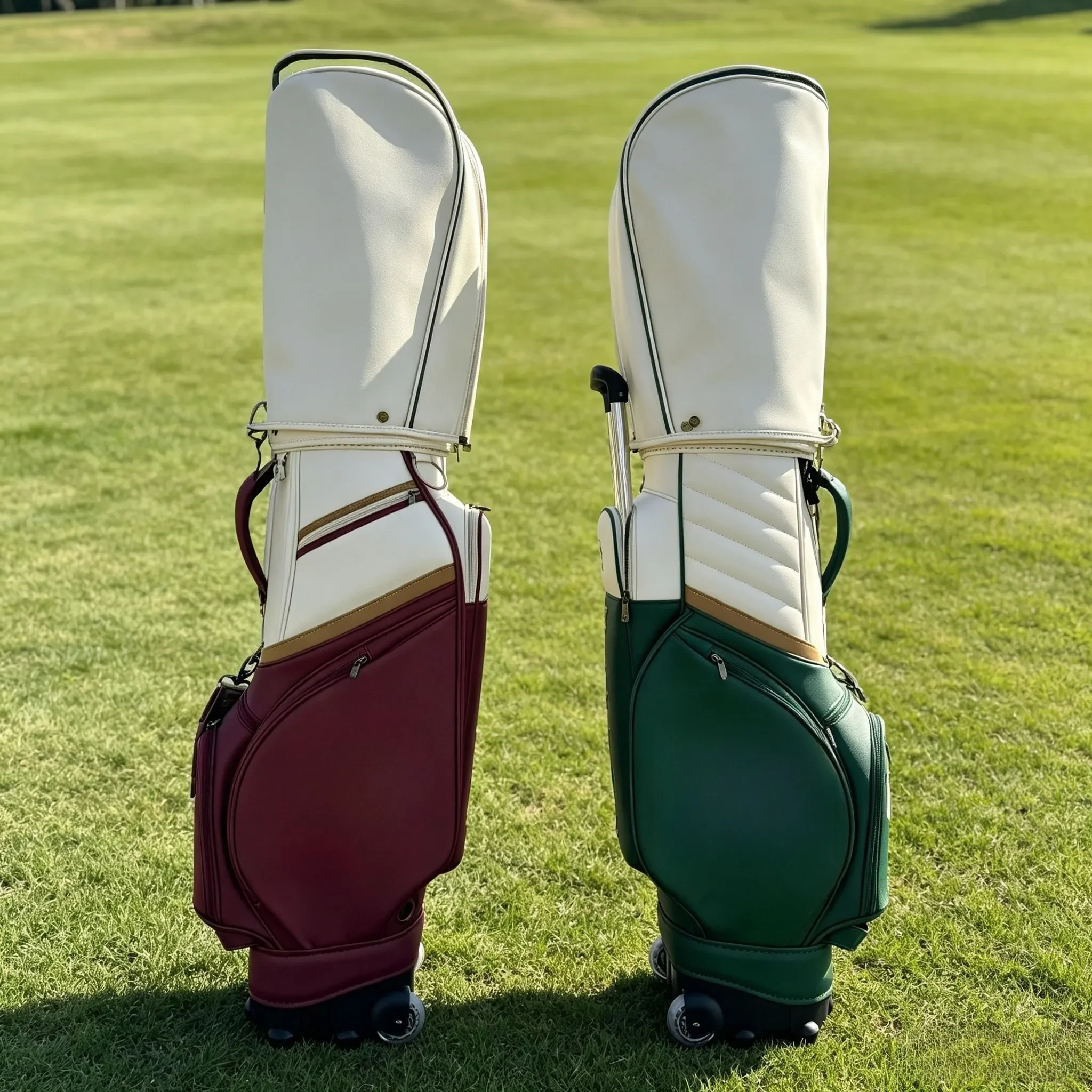 Golf Bag with Wheels Telescopic Handle, Unisex Men Women Vertical Trolley Golf Club Bag Outdoor Sports Travel Golf Bag