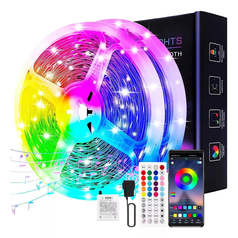 130ft/50ft LED Strip Lights, Smart LED Lights For Bedroom, BT LED Lights APP Control, DIY Multiple Colors On One Line, Color Cha