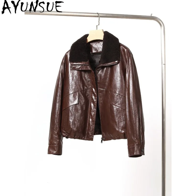 AYUNSUE Real Leather Down Jacket Woman Winter Luxury Commute Outerwear Short Sheepskin Jackets for Woman Clothes Пальто Женское