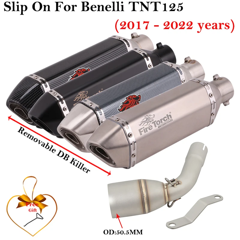 

Slip On For Benelli TNT125 TNT135 2017 - 2022 Years Motorcycle Exhaust Escape Systems Wiht Mid Link Pipe Moto Muffler DB Killer