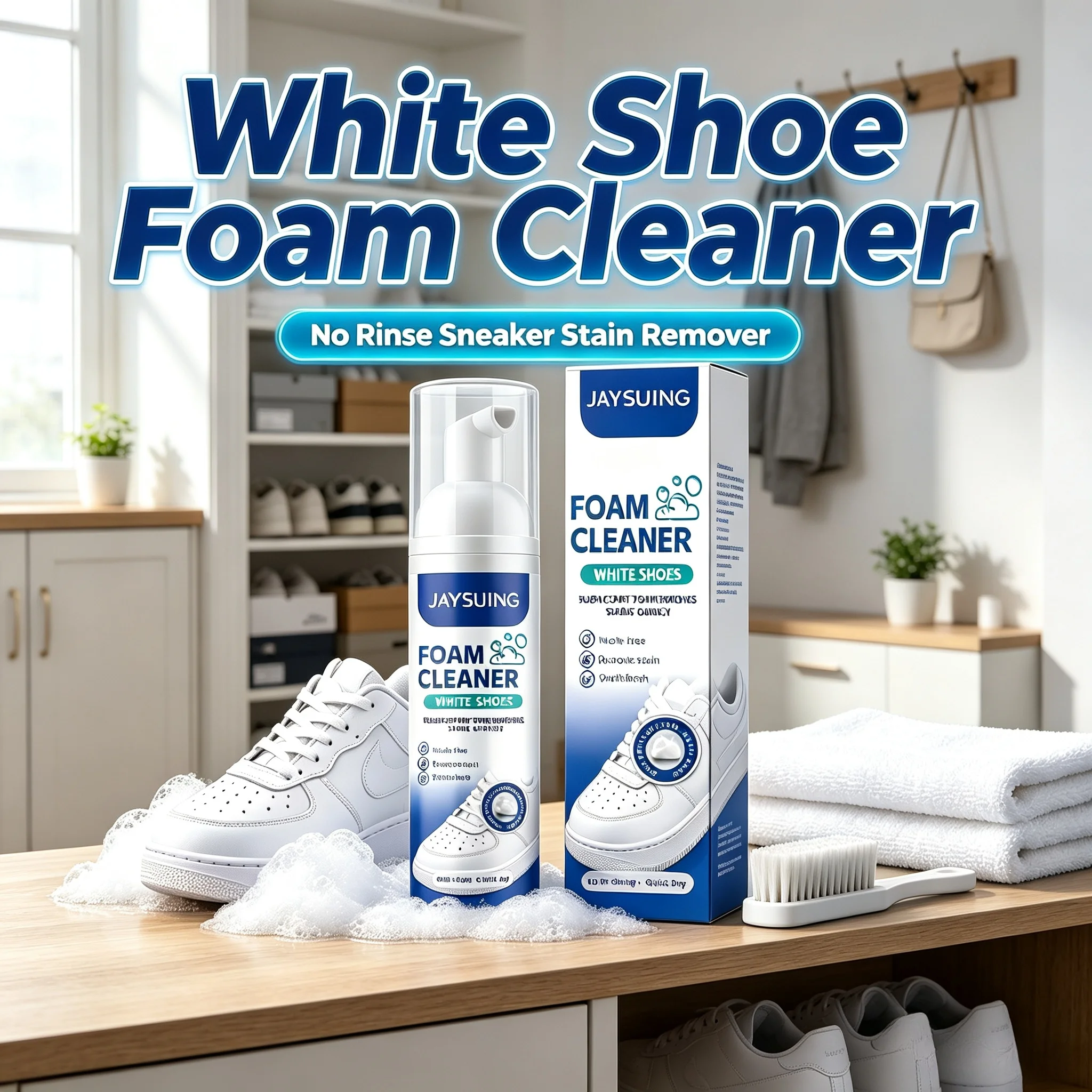 No Rinse White Shoe Foam Dissolve Tough Dirt Whiten Efficient Vamp Clean For Leather Canvas Household Sports Shoe Clean Supplies