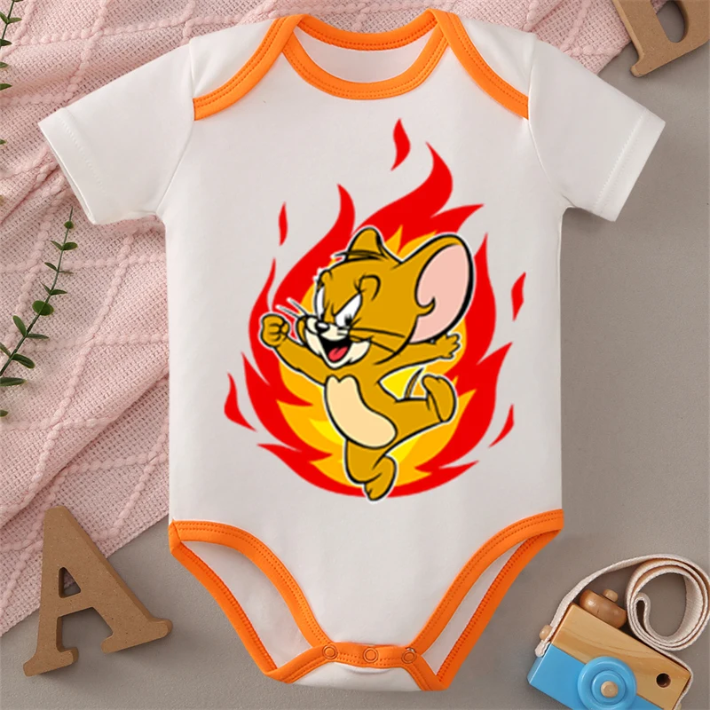 

MINISO Tom And Jerry Cute Print Baby Pure Cotton Cloths Soft Jumpsuit Onesie Bodysuit for 0-12 Months Newborn Best Gift for Baby