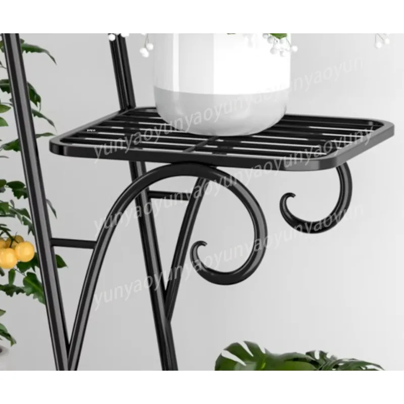Wrought Iron Multi‑Layer Movable Floor‑Standing Flower Rack Plant Pot Bracket for Indoor Balcony Use