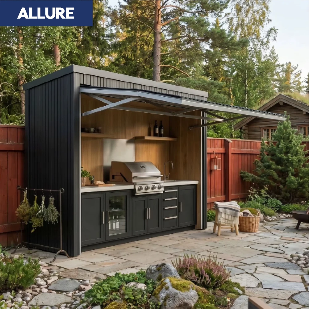 Allure Manufacturer Modern Complete Outdoor Bbq Full Garden Stainless Steel Pantry Cabinet Kitchen Ready To Assemble