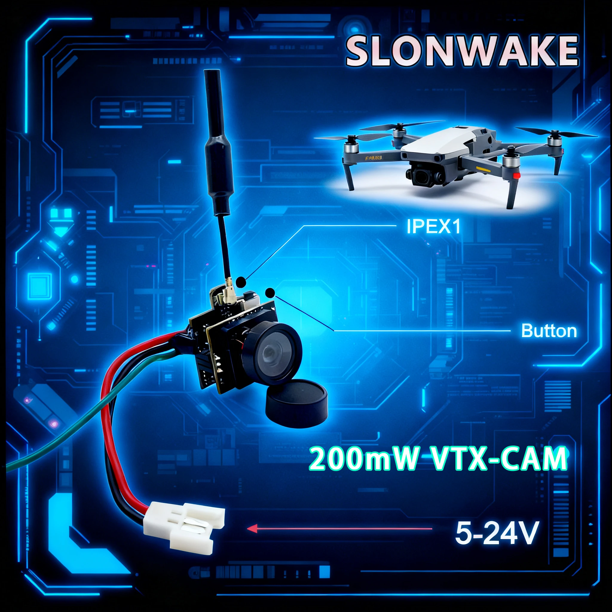 

RXCRC 5,8G FPV 48CH 200 мВт регулируемый передатчик VTX-CAM с 1200TVL 120 градусов AIO-камерой для RC крытых деталей гоночного дрона FPV