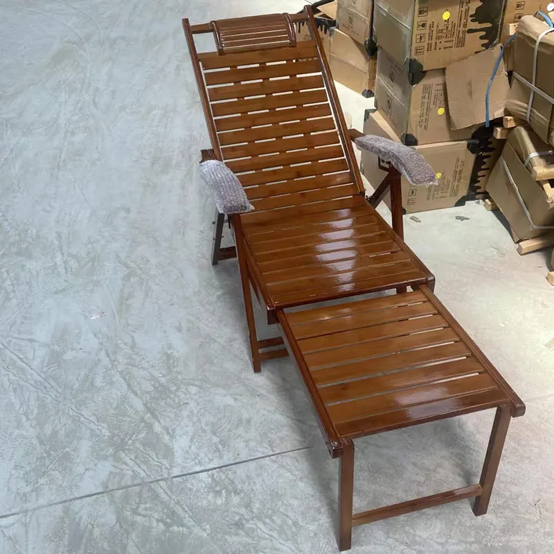 Portable Relax Stripe Teak Recliner Sun Outdoor Wood Leisure Beach Lounge Deck Chairspromote sales