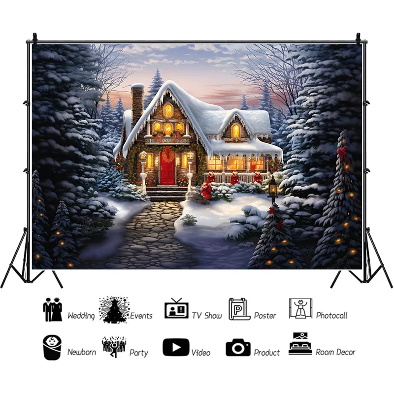 

ZHISUXI Christmas Day Indoor Photography Backdrops Living Room Restaurant Exterior Wall Photo Studio Background Props QS-49