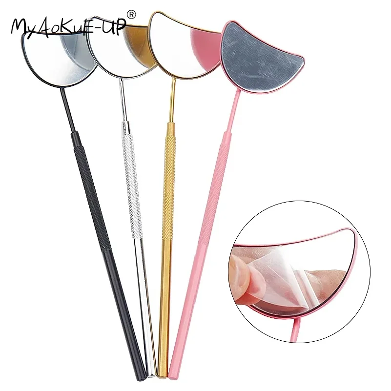 1 Pc Hot Semicircle Eyelash Mirror Long Hand Mirror For Checking False Lashes Extension Supplies Accessories Make Up Tools