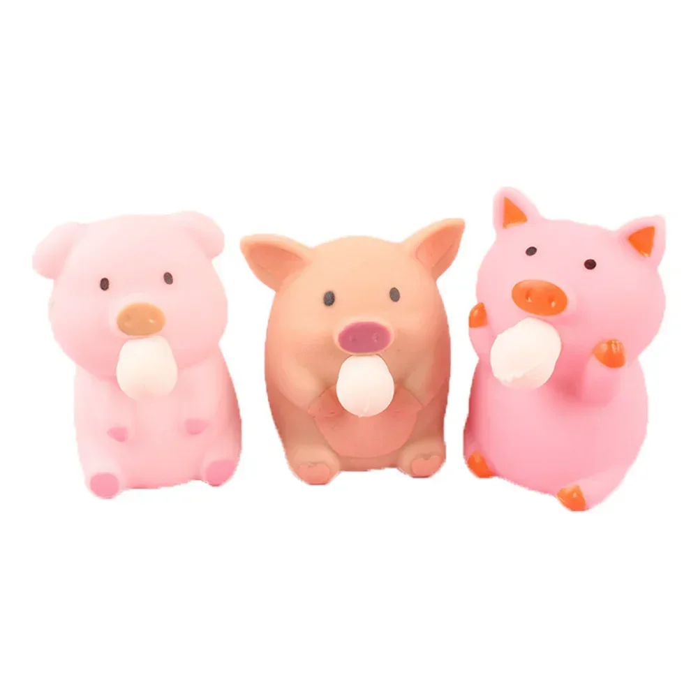 Cartoon TPR Pig Spit Bubbles Pinch Music Vent Toys Squeeze Bubbles Decompression Release Artifact Doll Kid Adult Stress Relief