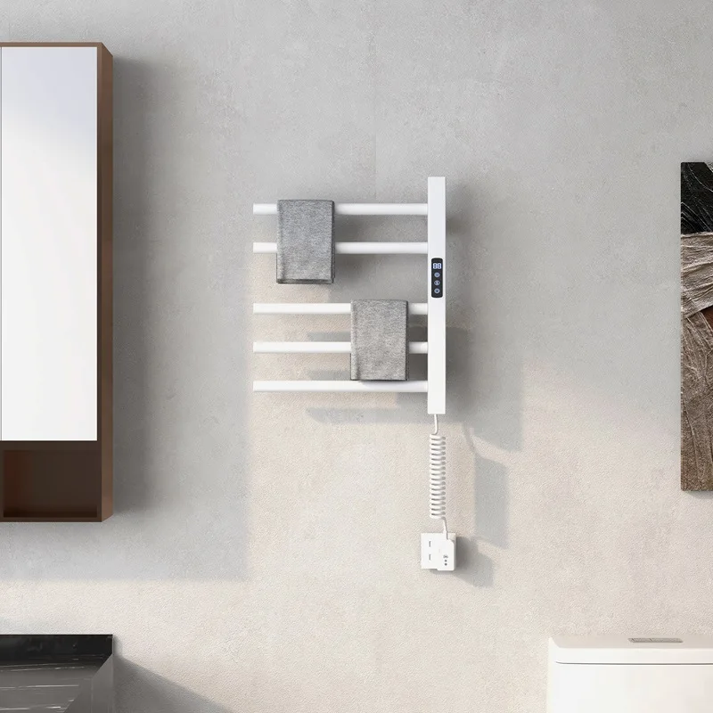 

150W 110V 220V Smart Electric Towel Rack 5 Layers Constant Temperature Heating Towel Bar No-drill Bathroom Storage Rack