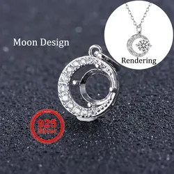 5-9mm Adjustable Pendant Mounting, S925 Sterling Silver Pendant Base, Women's Delicate Moon Design Jewelry Accessory