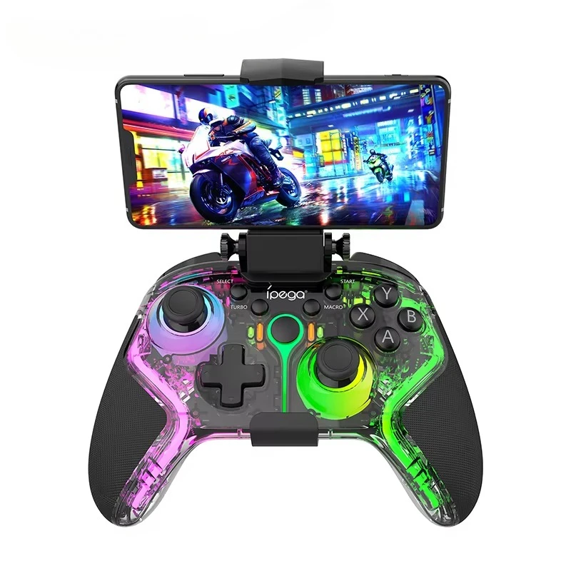 Controlador de juegos inalámbrico de PG-9666 con iluminación RGB, mando de diseño ergonómico para Android/iOS/tableta/PC/NS/P3/P4