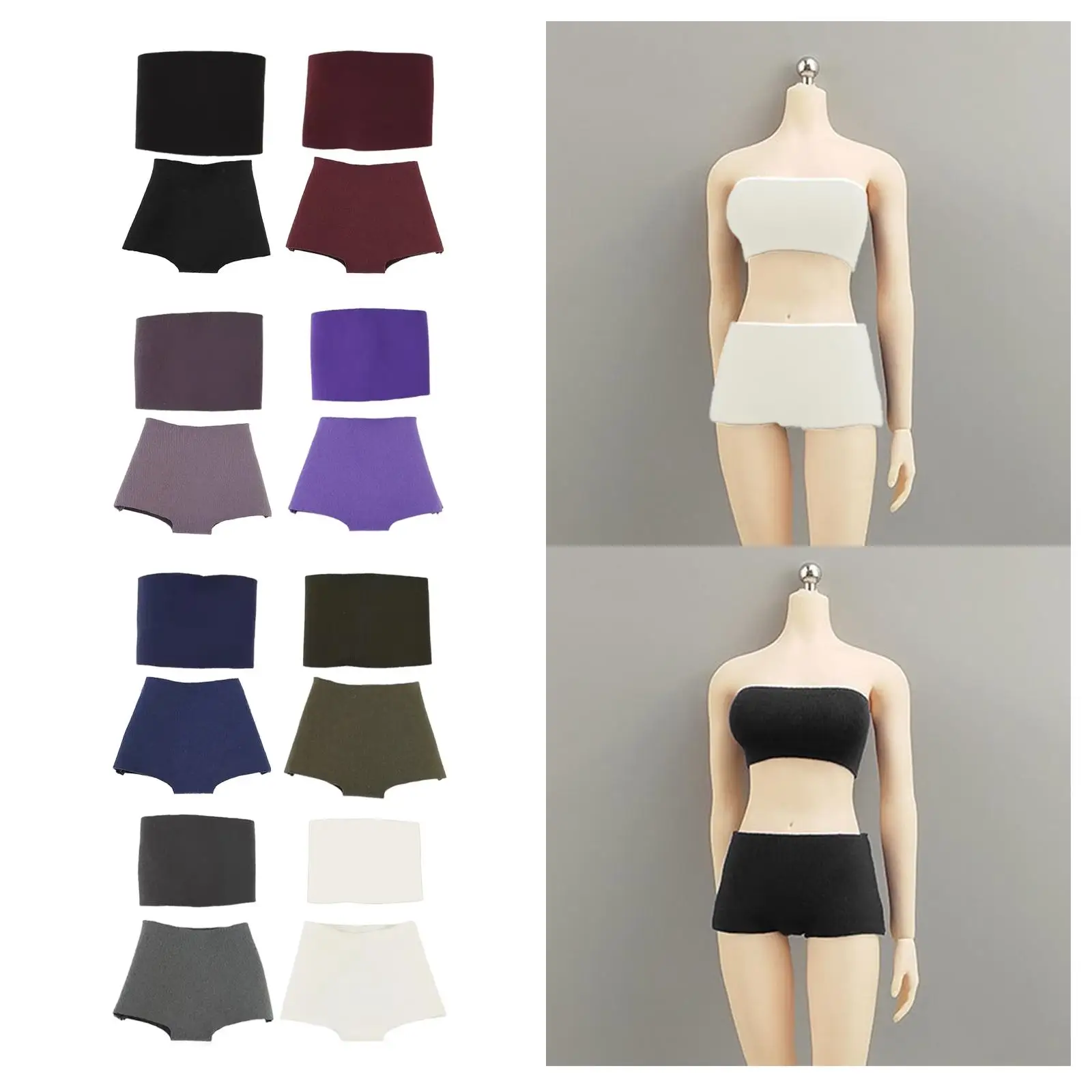 Vestiti femminili in scala 1/6 Action Figure Vestiti per bambole Accessori Collezione elegante Abbigliamento Top e pantaloncini a tubo in scala 1:6