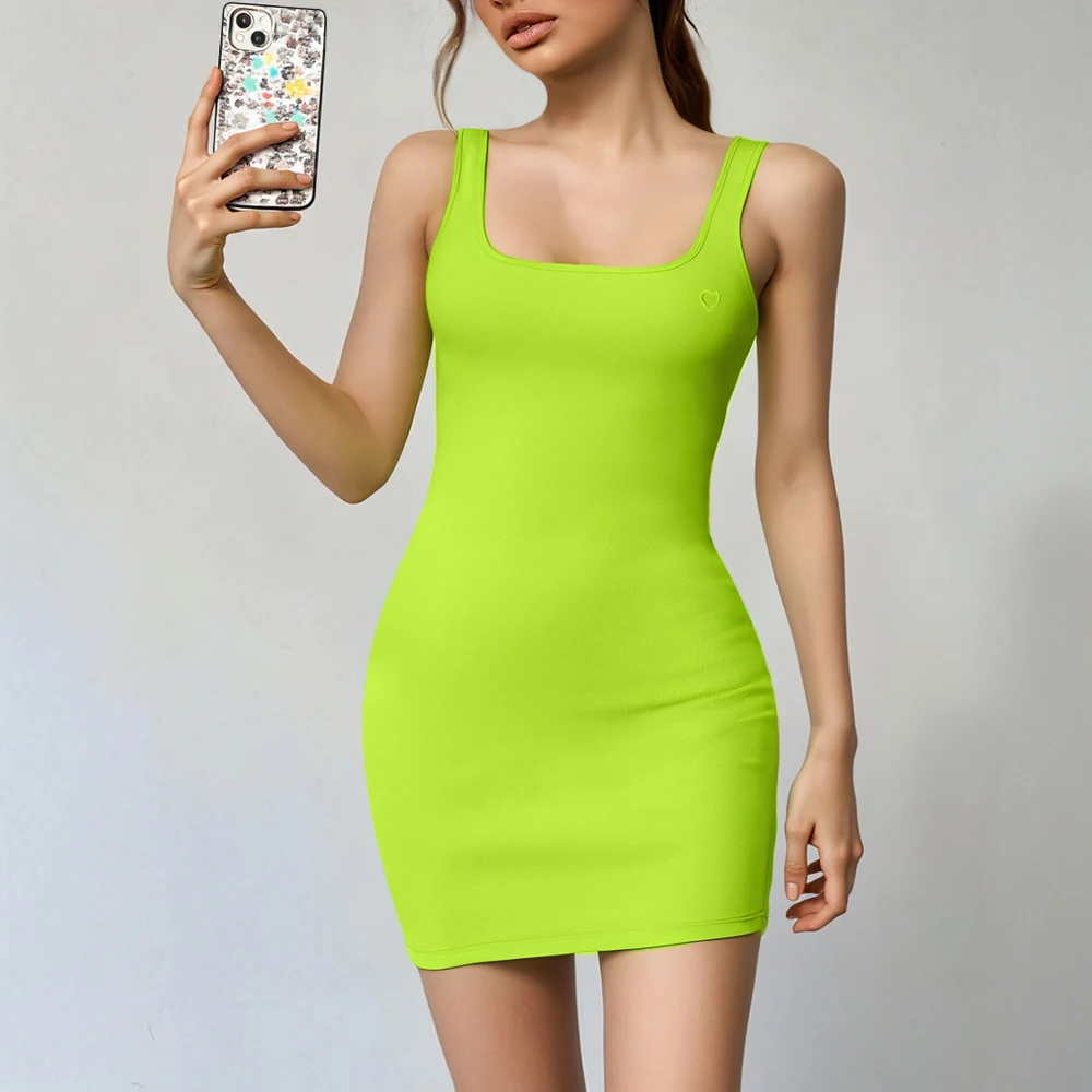 Mia Muse Vestidos femininos para todas as estações, básicos, minimalistas, lisos, cor sólida, sem mangas, gola halter, vestidos pequenos bodycon, casuais Dr