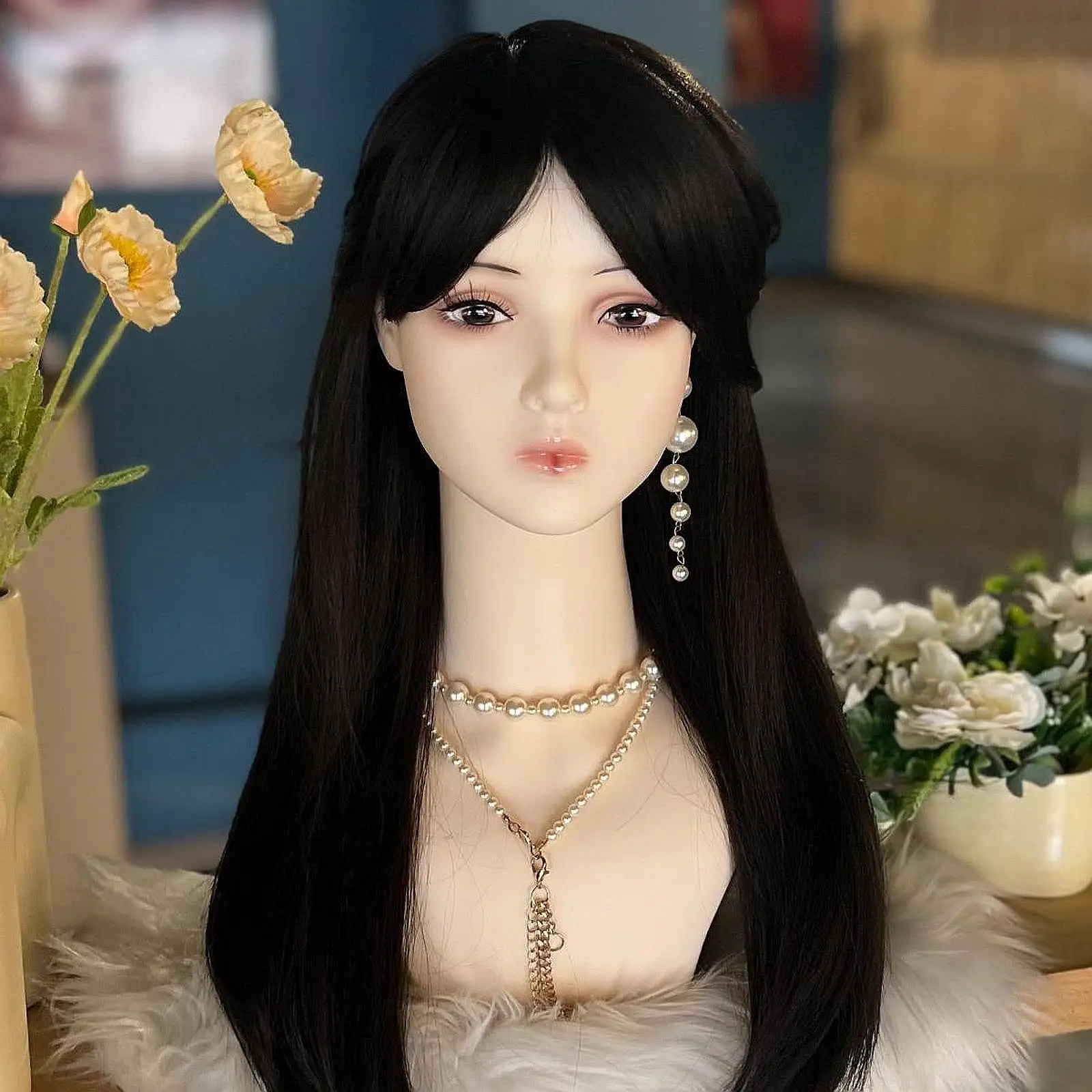 Necklace Display Mannequin Head, Hair Display Holder ,Portable Wig Display Stand,Hat Holder Rack for Hairpieces Eyeglasses