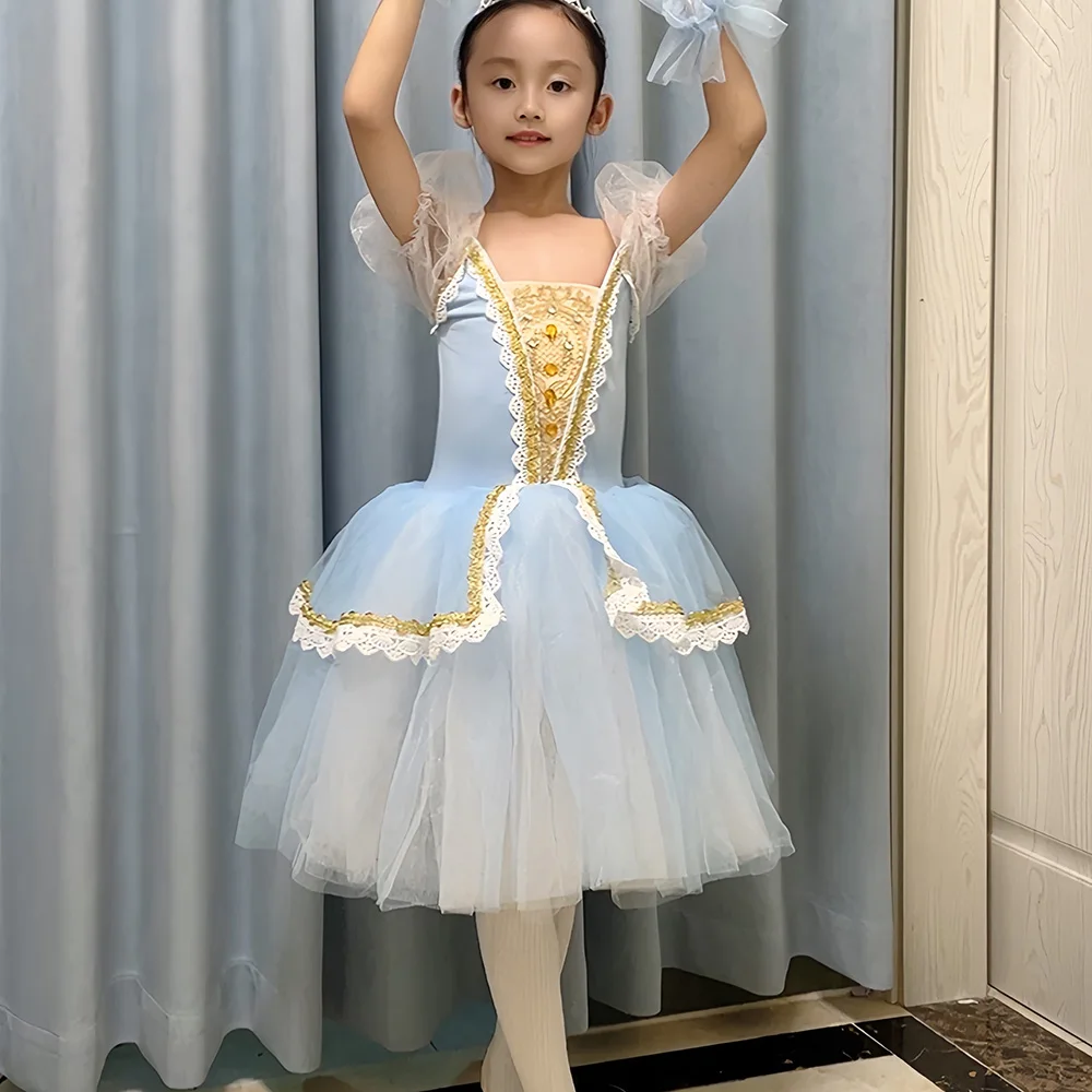 ファッションバレエパフォーマンスドレス子供ダンス衣装バレエドレスステージ服妖精プリンセスチュチュ-vestidos-ダンスウェア