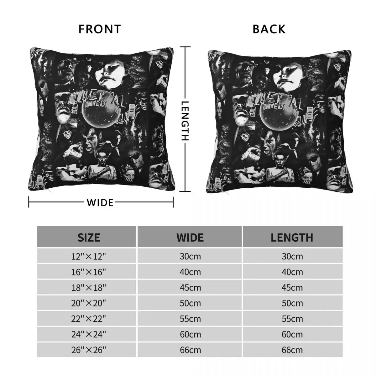 Universal Horror Dracula Wolfman Square Pillowcase Polyester Linen Velvet Printed Decorative Throw Pillow Case Car Cushion Cover