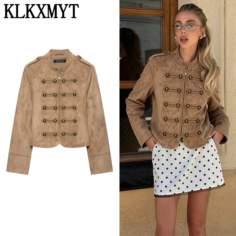 KLKXMYT Elegante Schicke Damenjacke 2026 Herbst Seilknoten-Schnallen-Jacken Top Lässige Streetwear Alltagskleidung Freizeitmantel