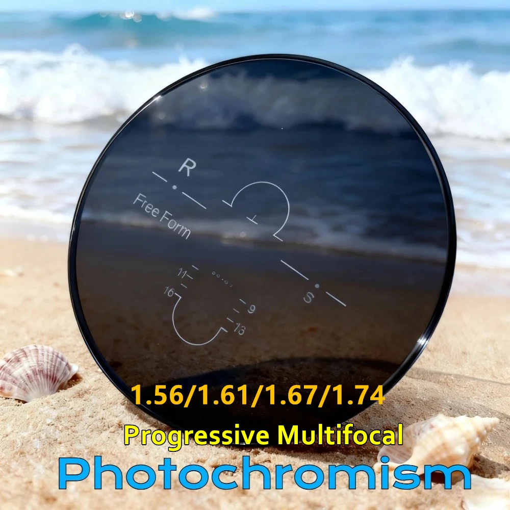 

1,56/1,61/1,67/1,74 Очки Фотохромные свободные прогрессивные мультифокальные линзы с широким полем, защита от царапин, светоотражающие, анти-УФ