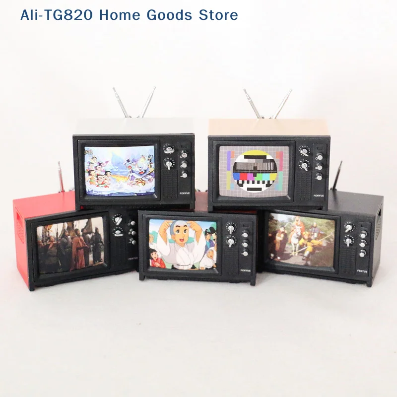 

[TG820]1Pc 1:12 Dollhouse Miniature Television Vintage TV With Picture House Furniture Model Decor Toy