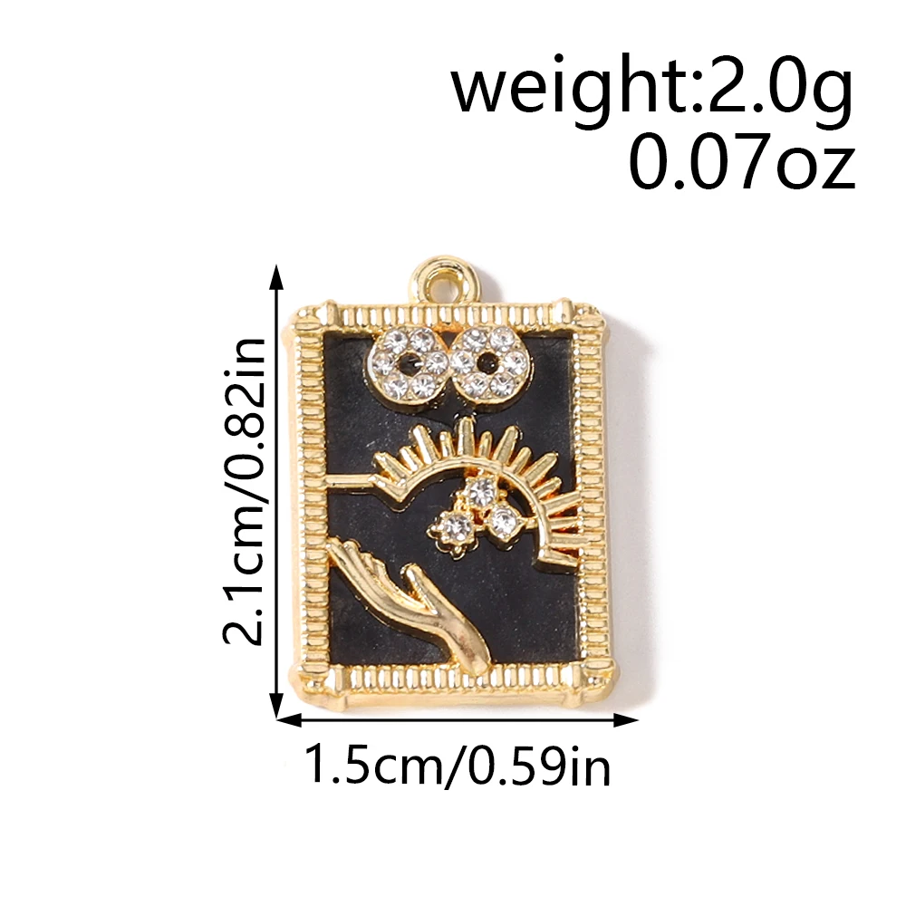 Tusember 5 Stück vergoldete Tarot-Stern-Mond-Böses-Auge-Hamsa-Hand-Anhänger Talisman-Charms für DIY-Schmuckherstellung, Halsketten, Ohrringe – Detail 5