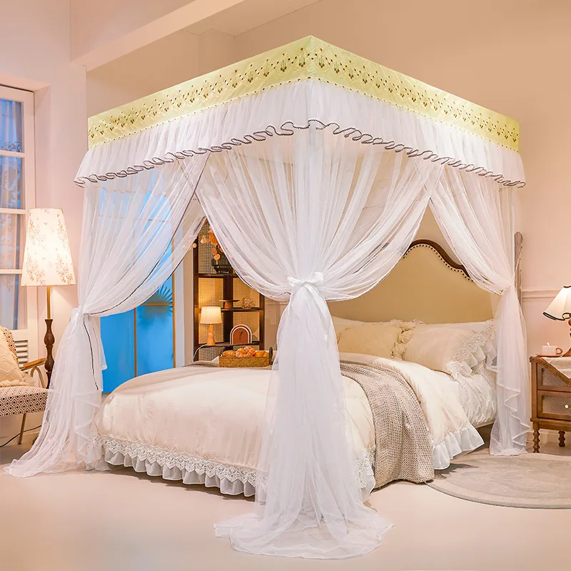 Shading Bed Curtain Canopy for Girl Room Palace Mosquito Net with Frame Romanticbedroom Decoration Four Season