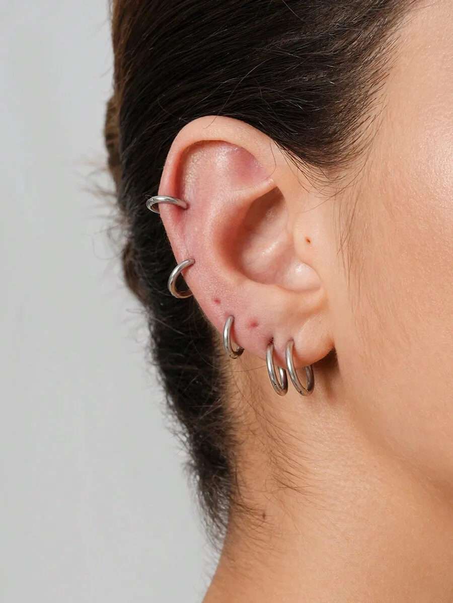 

5 Pairs Small Hoop Earrings For Women Stainless Steel Huggie Hoops For Cartilage Helix Tragus