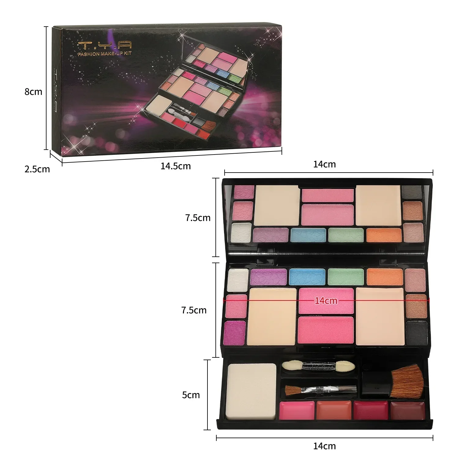 Coffret de maquillage complet pour filles, kit de maquillage multifonctionnel, poudre pour le visage, fard à barrage, lèvres, pinceau, surligneur, bronzant, palette, 18 documents