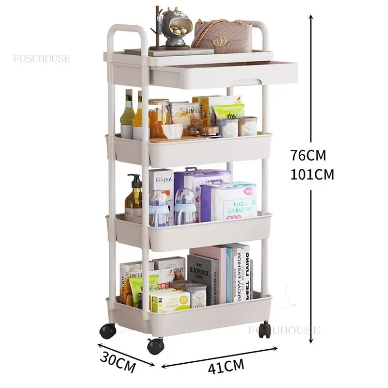 Ins IronTrolley for Beauty Salon Auxiliary Cart with Wheels Pulley Armrests Movable Simple Creative Hand Cart for Barber Shop