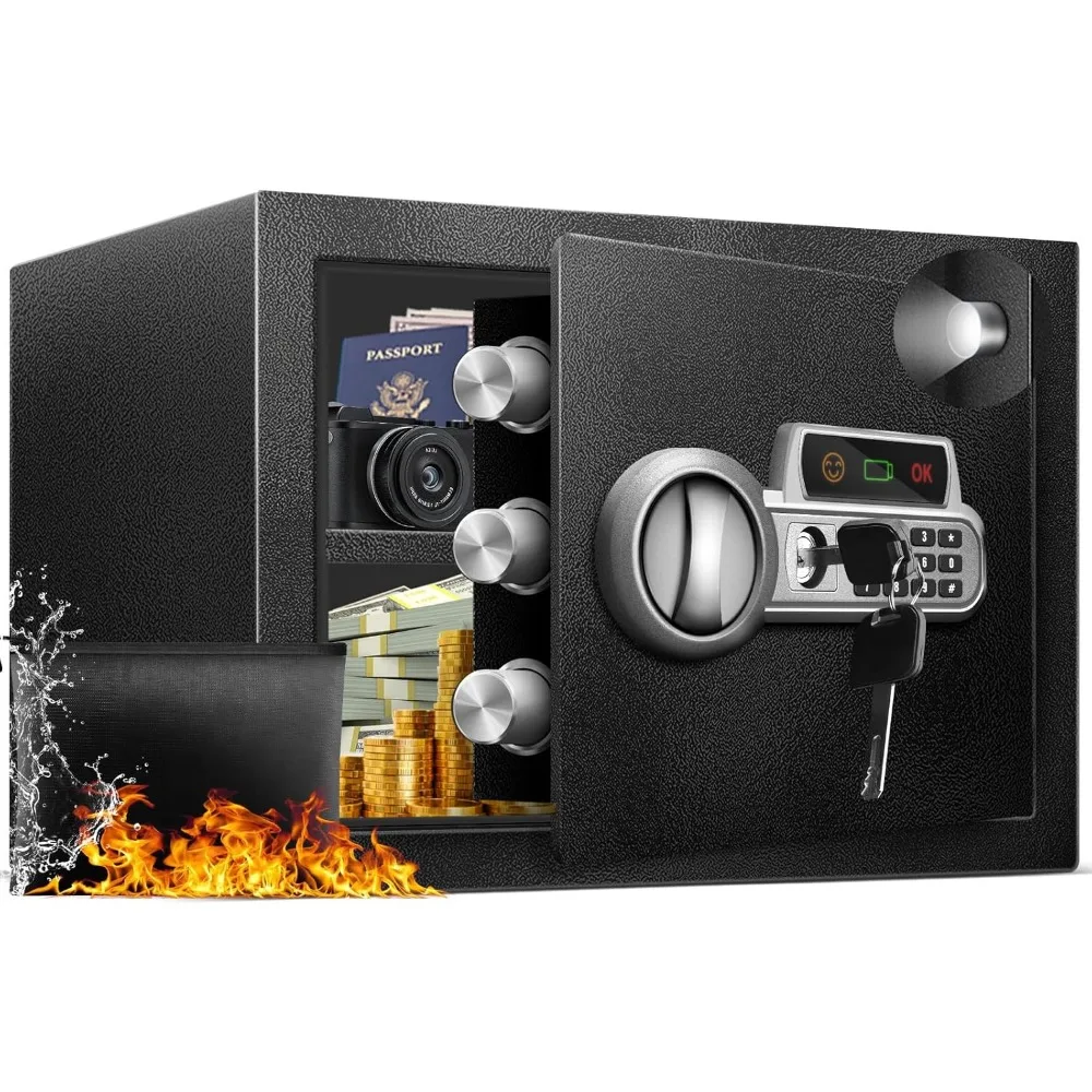 

1.5 Cu Ft Steel Safe with Fireproof Bag Digital Keypad Sensor Light Removable Shelf for Home Valuables