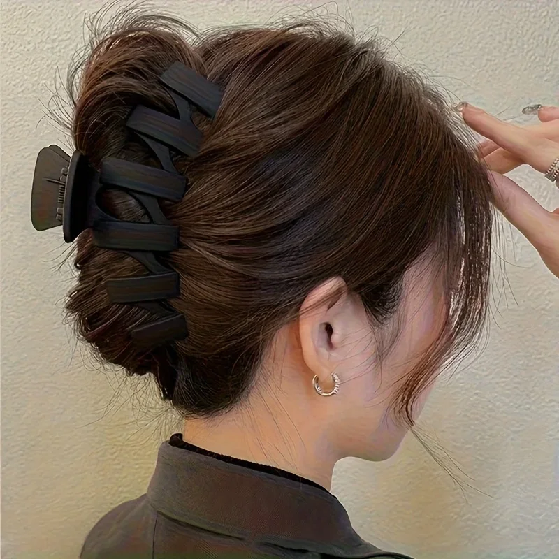 Set Klip Matte Kelas Atas Wanita 11 Buah, Klip Hiu Rambut Belakang untuk Wanita