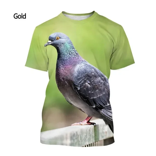 New Fashion Pigeon Animal Bird 3D Printing T Shirt Men\'s And Women\'s Summer Casual Short-sleeved Harajuku Style Street T-shirt