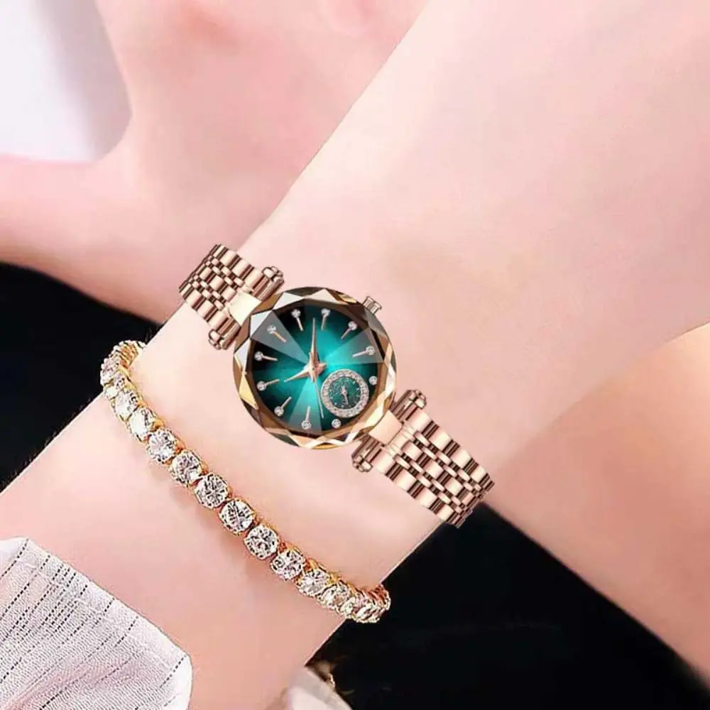 Luxury Women's Wristwatch Elegant Exquisite Rhinestone Quartz Watches Inlaid Diamond Jewelry Design Rose Gold Watch Casual Wear