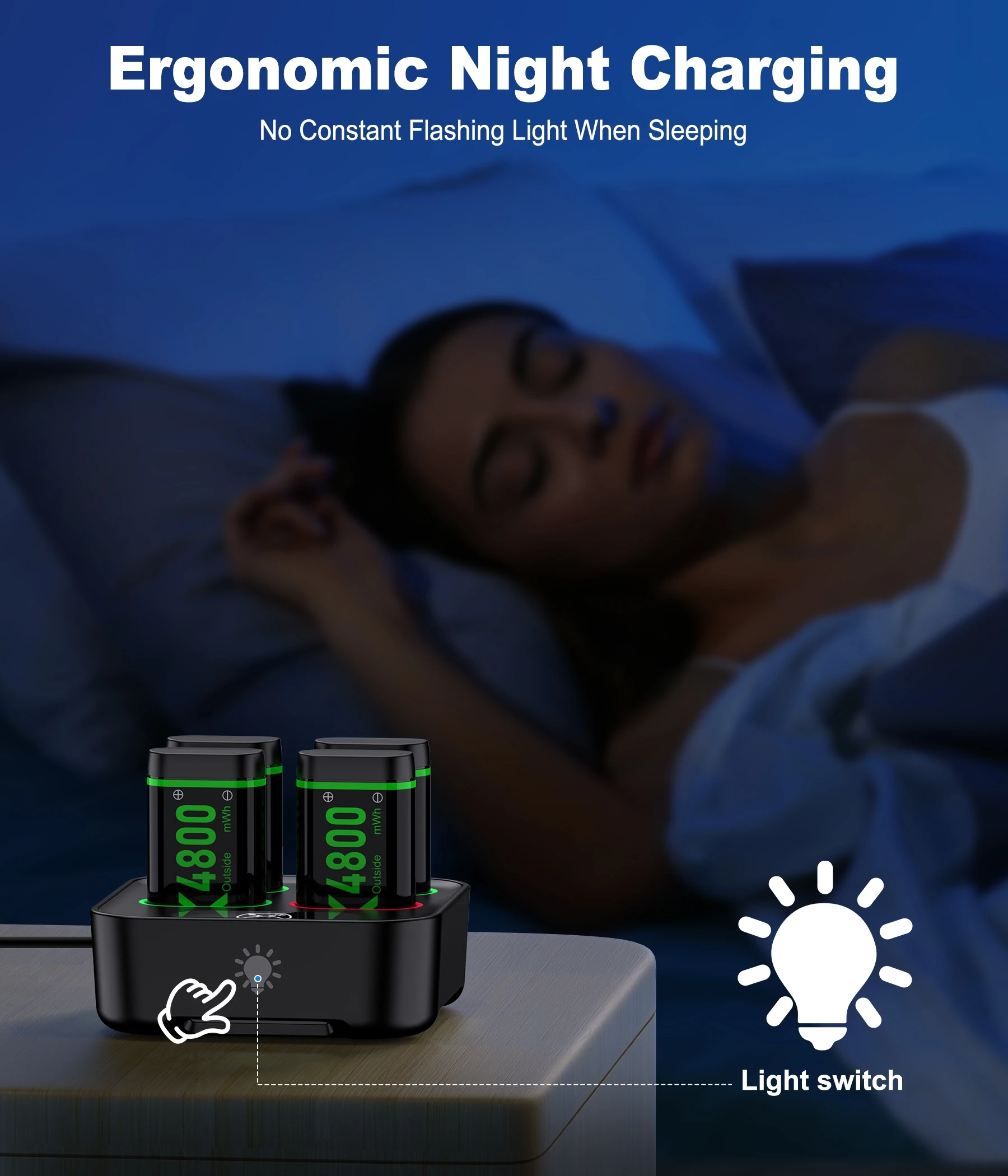 BEBONCOOL X501 2*4800 mWh بطاريات قابلة للشحن حزمة لـ XBOX Serise S/X وXBOX ONE S/X/Elite مع كابل الشحن