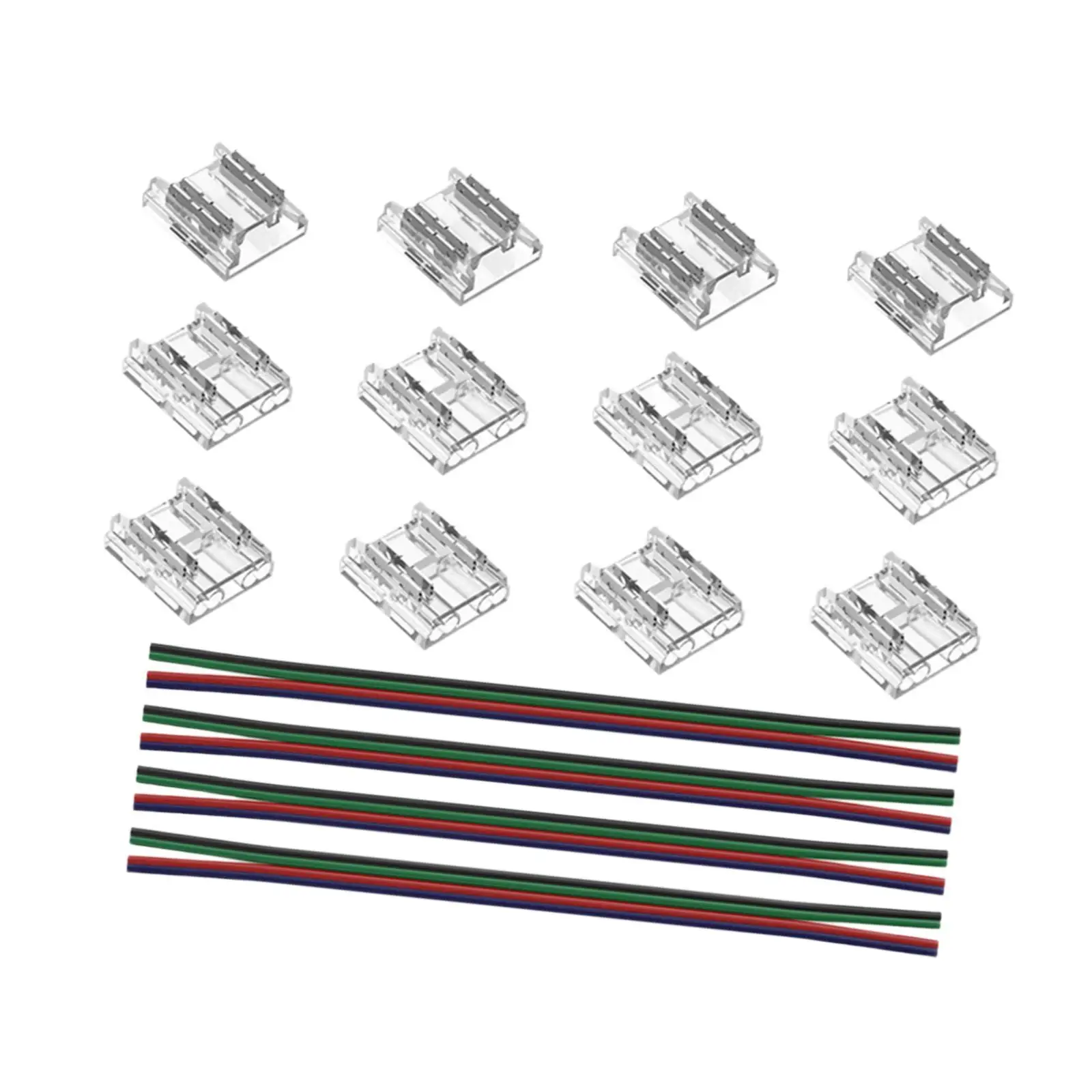 12 Pieces Connectors with 4 Wires Transparent Connector Accessory for 4 Pins 0.39in Light Strips Multifunctional Lightweight