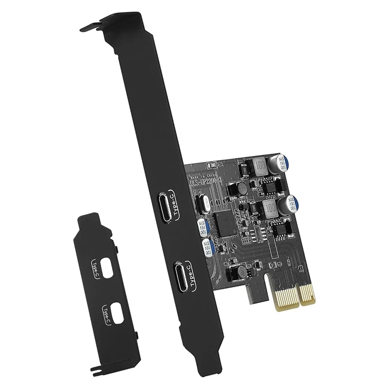 

5Gbps PCIE 1X To Dual USB C Expansion Card PCI Express X1 To 2Port TYPE-C Extender Convert Card Riser For Computer PC