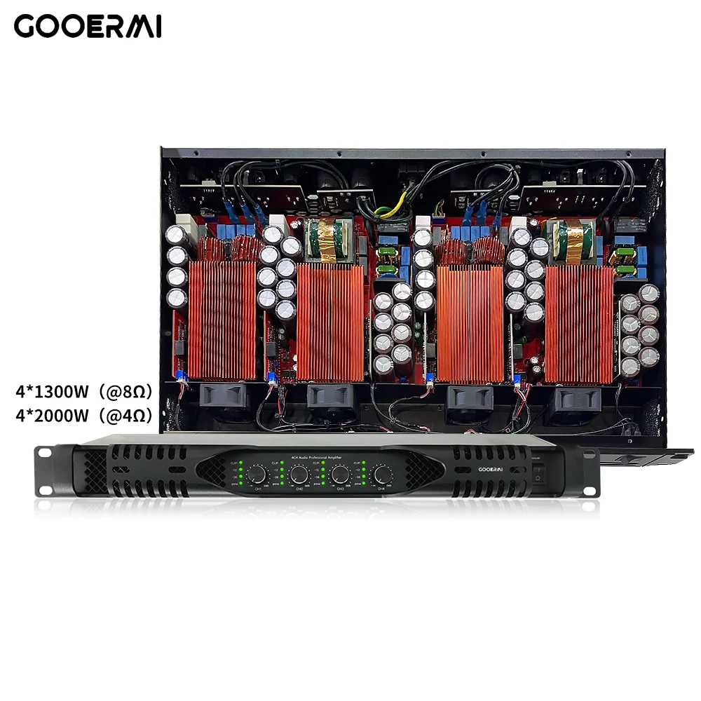 1U Digital Amplifier 4*2000W 4 Channel Power Amplifier Stereo Sound System Pro Audio Class D Amplifier For Stage DJ