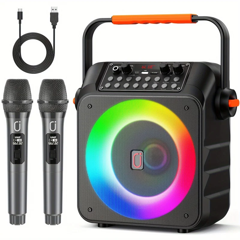 

Belt 2 One Wireless KaraOKMicrophone KaraOKMachine，Suitable for adults，Belt LED Portable Kara LampOKLoudspeaker