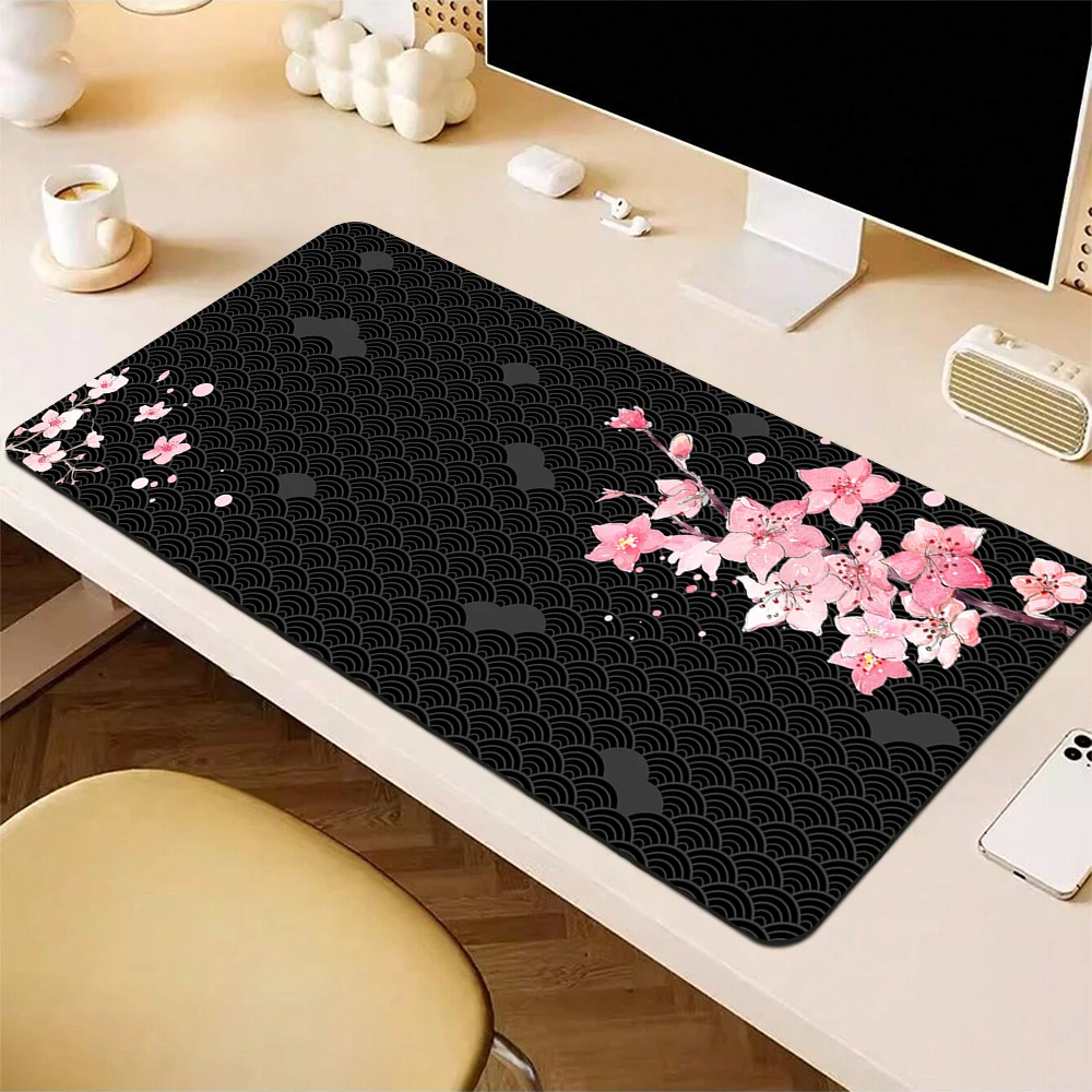 

Non-Slip Gaming Mouse Pad Large Mousepad Gamer Art Japan Sakura Mouse Mat Anime Laptop Desk Mat XXL Big HD Print Keyboard Pad