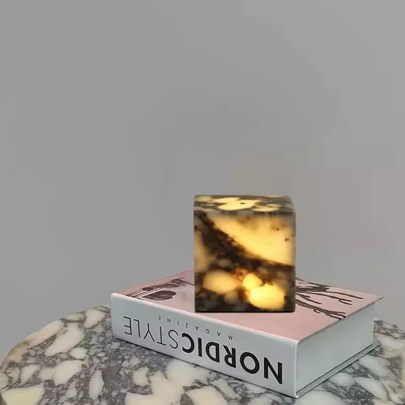 Nordic Square High-end Luxury Table Light Stone LED HomeDecor Desk Lamp For Living Room Bedroom Study Lighting Fixtures