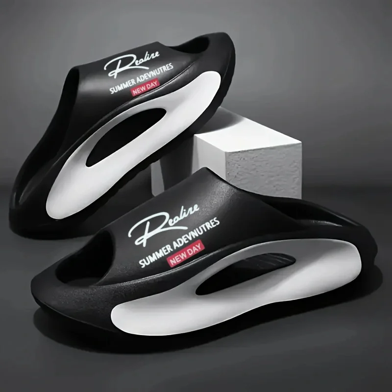 Lightweight EVA Men's Slide | Black and White Cartoon Design, Exposed Toes, Comfortable All Year Round, Casual Indoor/Outdoor Us