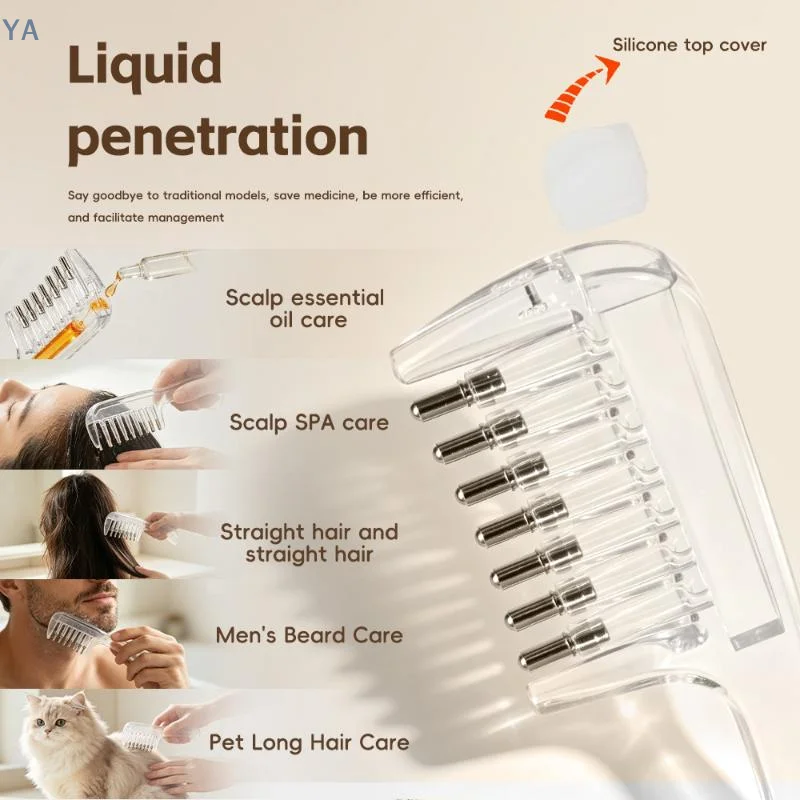 【SA】Transparent Essential Oil Applicator Massage Comb Leakproof Built-In Liquid Design for Home Travel Hair Smoothing