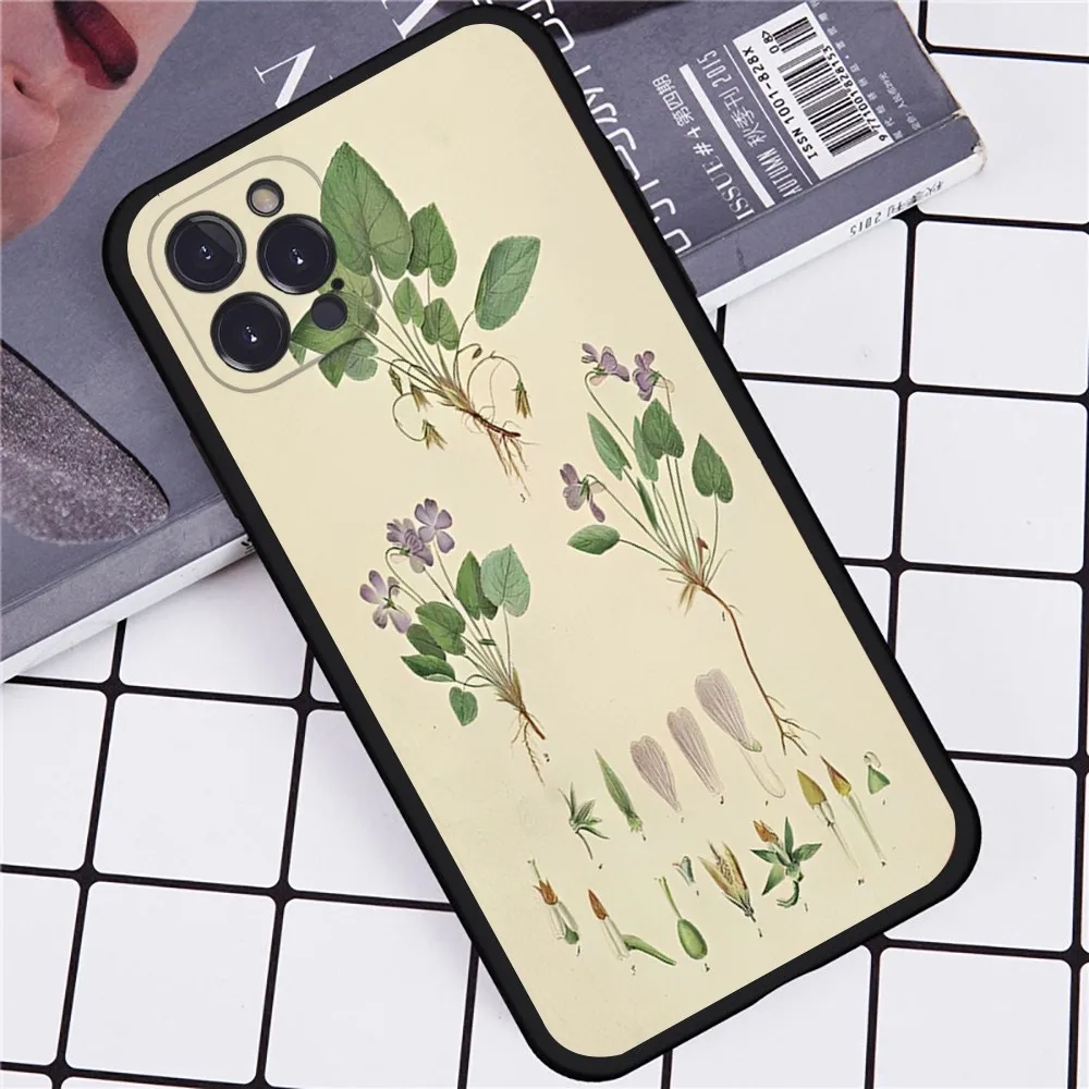 Plant Flower Study Retr Phone Case For iPhone 14 11 12 13 Mini Pro XS Max Cover 6 7 8 Plus X XR SE 2020 Funda Shell