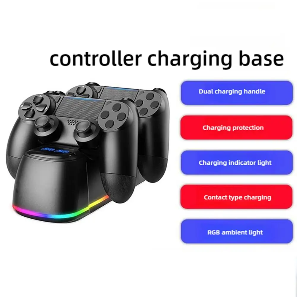 เกมคอนโทรลเลอร์ Dual Charger พร้อมไฟแสดงสถานะการชาร์จ Handle Blue Light ชาร์จคอนโทรลเลอร์เกมไร้สายฐานชาร์จสําหรับ G9O3