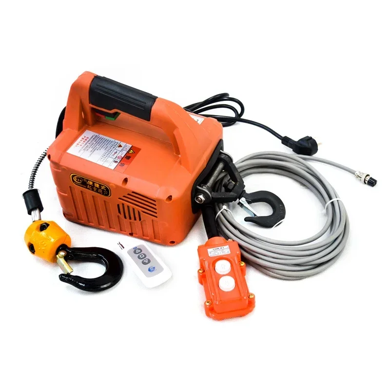 500KG Load Portable Electric Winch Traction Hoist Manual/Remote Control/Wire Control Electric Hoist 220V/110V Hoist Lifting Tool