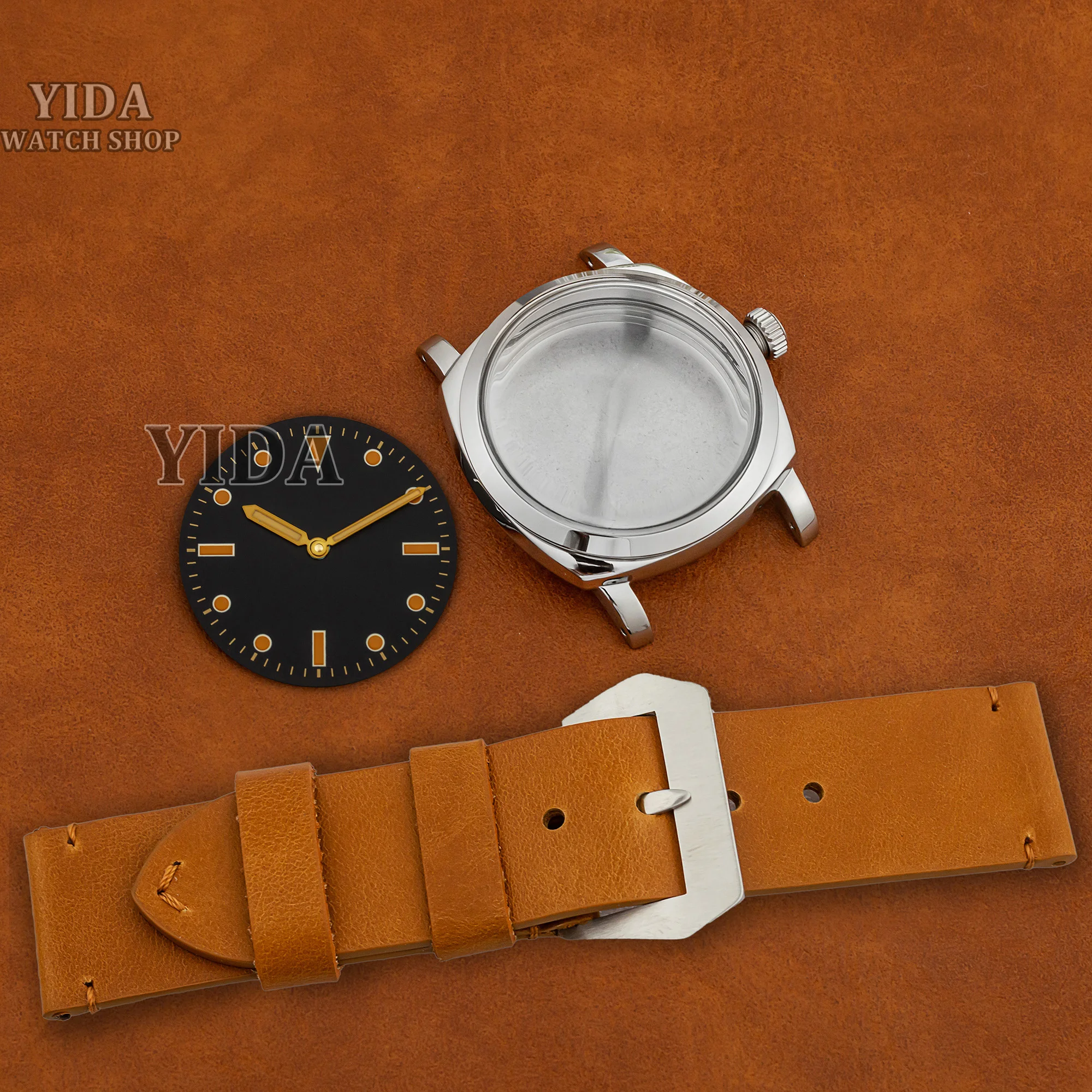 High Quality Men's 47MM Watch Case Genuine Leather Strap Luminous Dial Hands For PAM Vintage 6152 ETA 6497/6498 ST3600 Movement