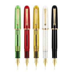 JINHAO 9013 Fountain Pen Acrylic Transparent White Spin Pen F M Nib Stationery Office School Supplies Writing Pen